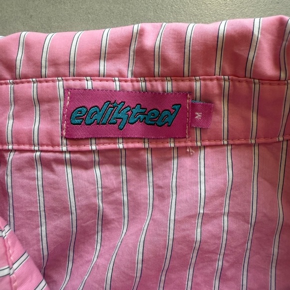 Edikted Pinstripe Cropped Button Up Shirt - Picture 7 of 8